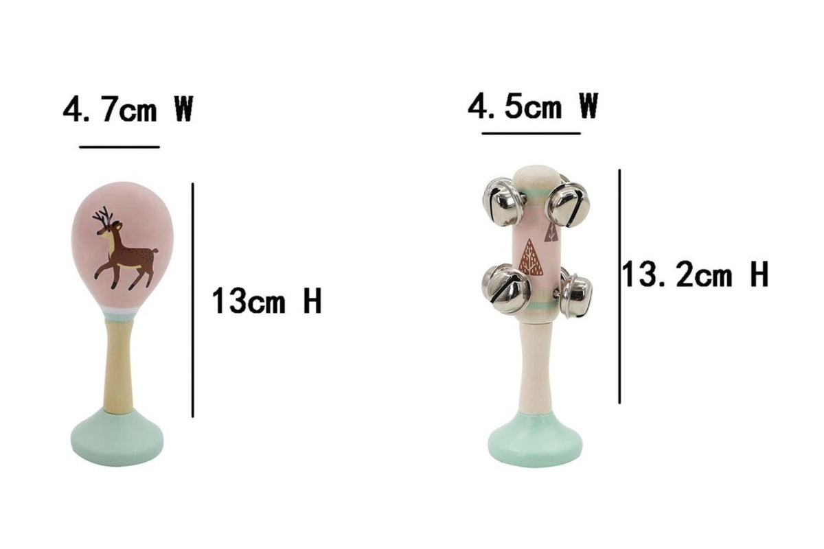 Kaper Kidz Calm & Breezy Deer Wooden Maraca & Bell Stick Set 18m+