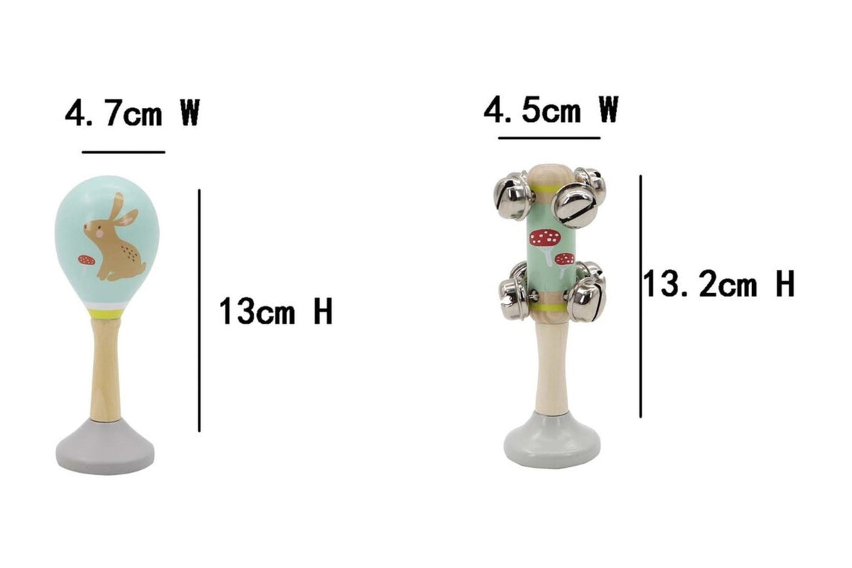 Kaper Kidz Calm & Breezy Rabbit Wooden Maraca & Bell Stick Set 18m+