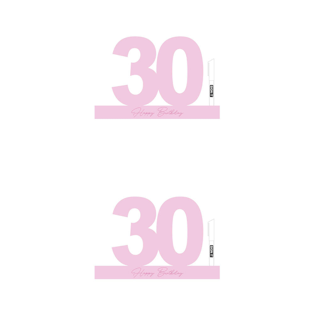 2PK LMD 30 Fairy Floss Pink Signature Block Birthday Message