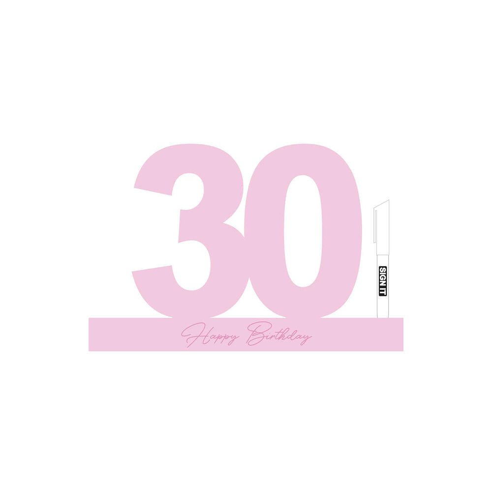 2PK LMD 30 Fairy Floss Pink Signature Block Birthday Message