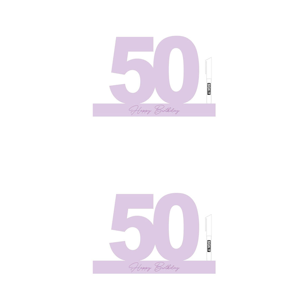 2PK LMD 50 Periwinkle Purple Signature Block Birthday Message