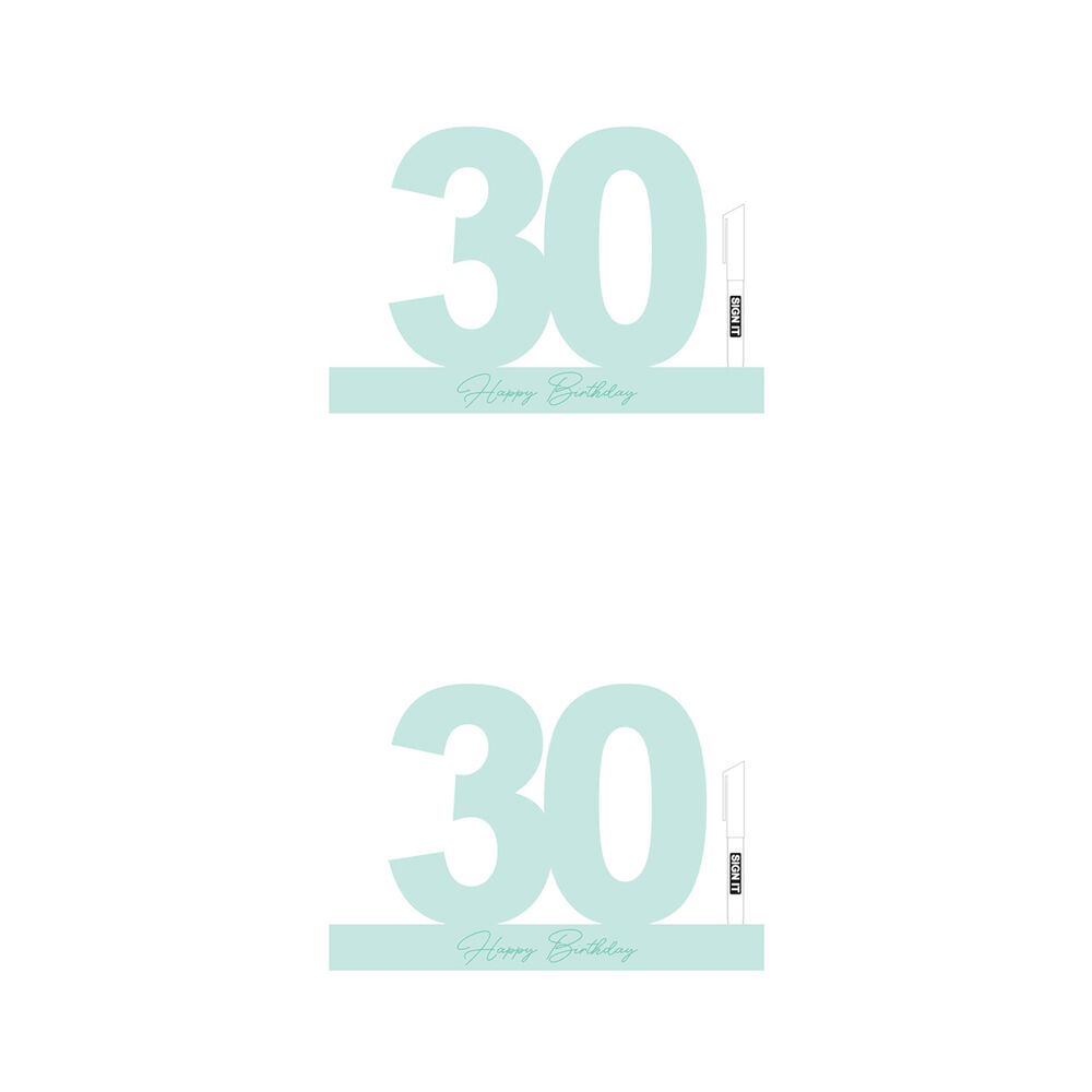 2PK LMD 30 Minty Green Signature Block Birthday Message