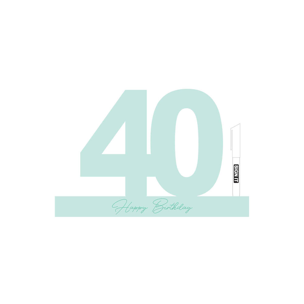 LMD 40 Minty Green Signature Block Birthday Message