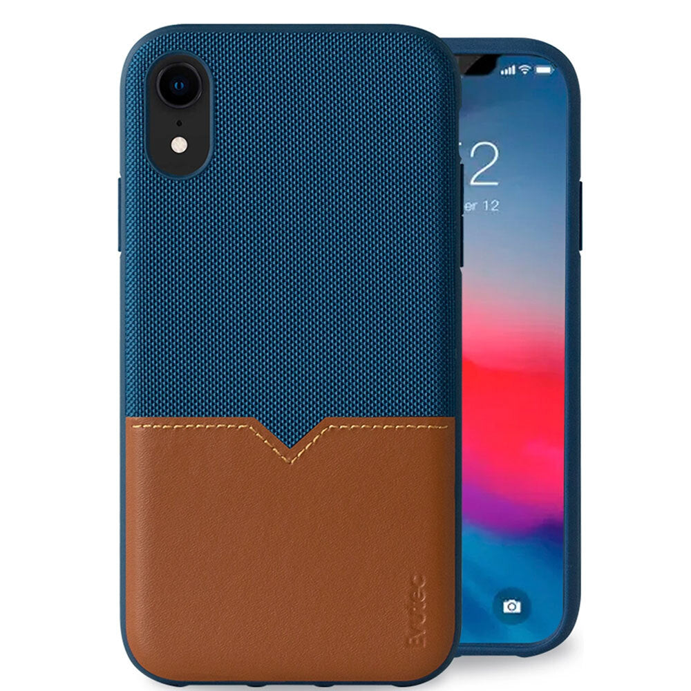 Evutec iPhone XR Case AFIX+ Magnetic w/ Car Mount - Blue/Saddle