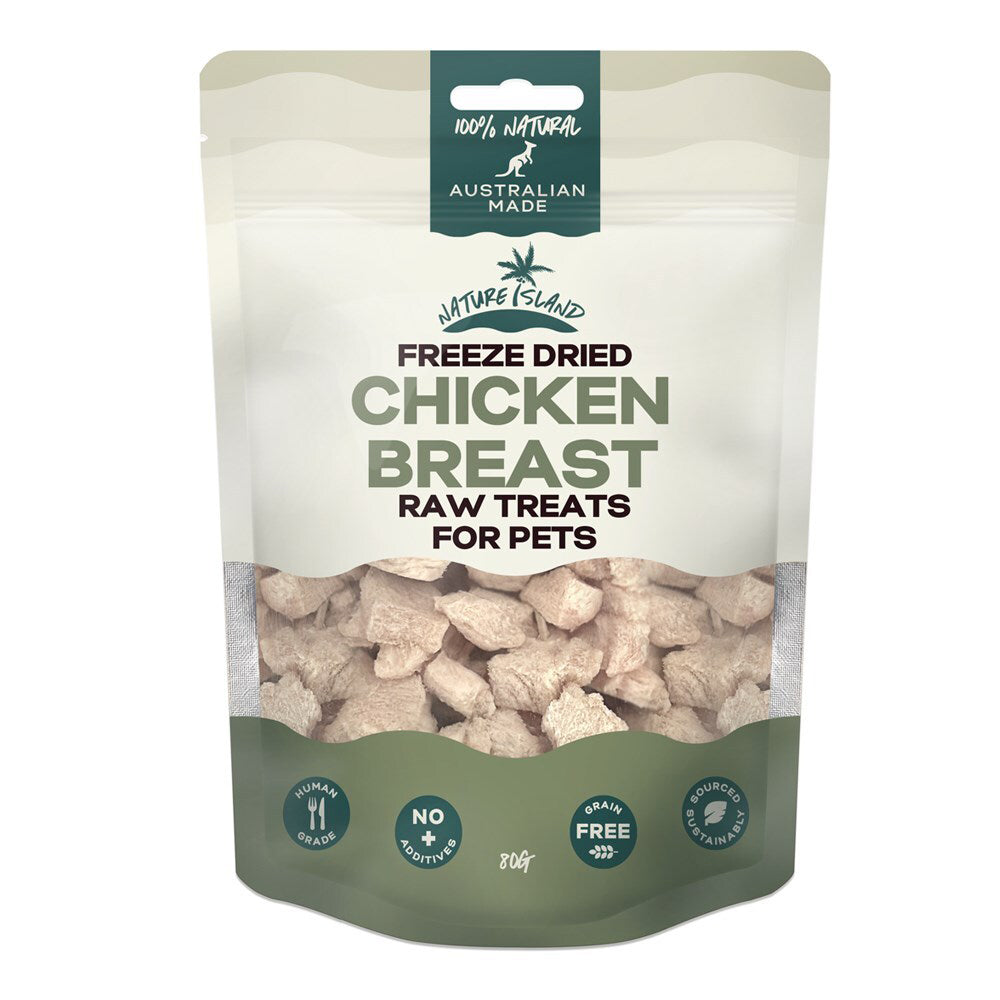 2PK Nature Island Freeze Dried Chicken Breast 80g AU Made Pets Dog/Cat Raw Treats