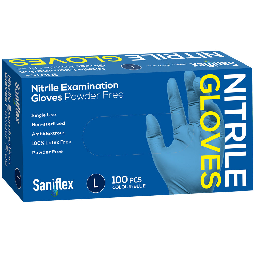 500pc Saniflex Nitrile Glove Powder Free Blue L Home cleaning