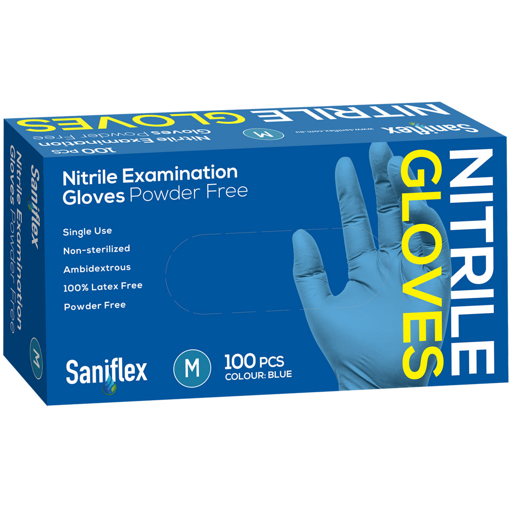 500pc Saniflex Nitrile Glove Powder Free Blue M Home cleaning