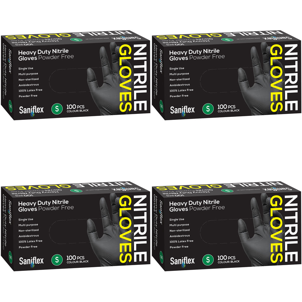 400pc Saniflex Saniflex Heavy Duty Nitrile Black S