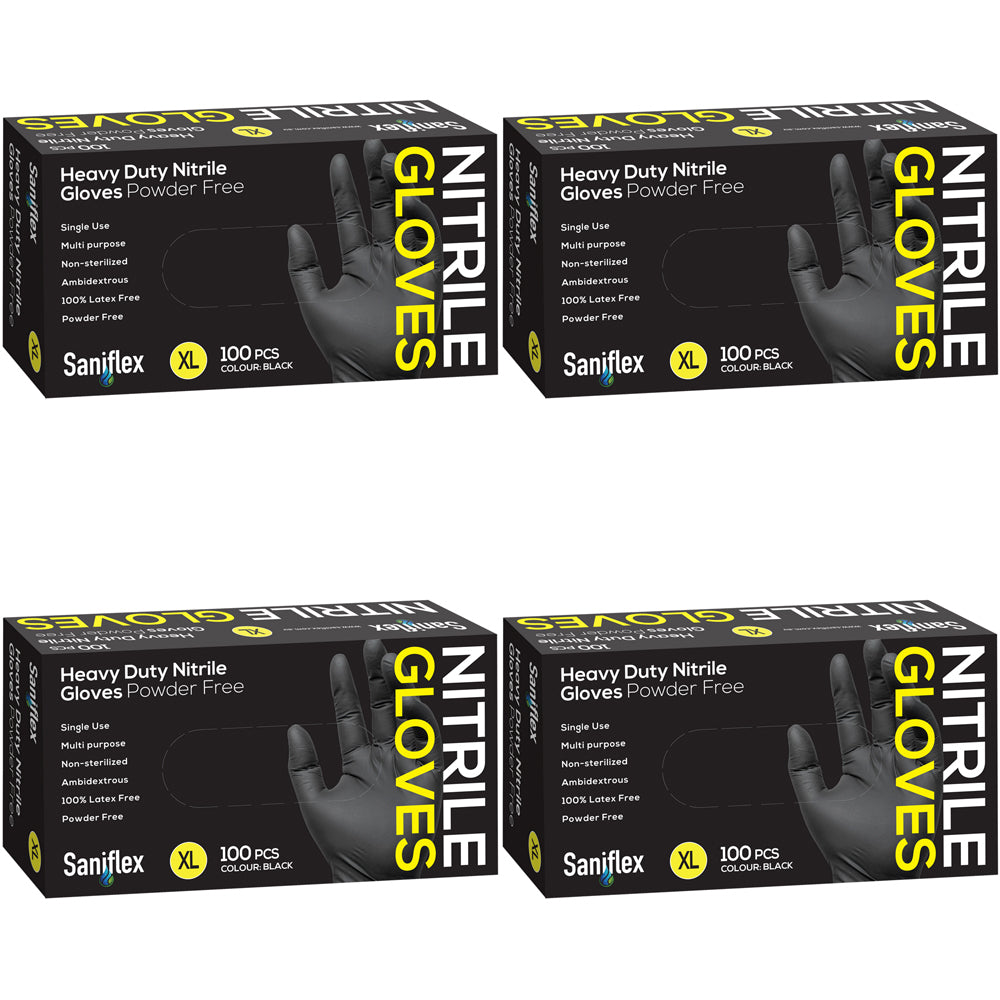 400pc Saniflex Saniflex Heavy Duty Nitrile Black XL