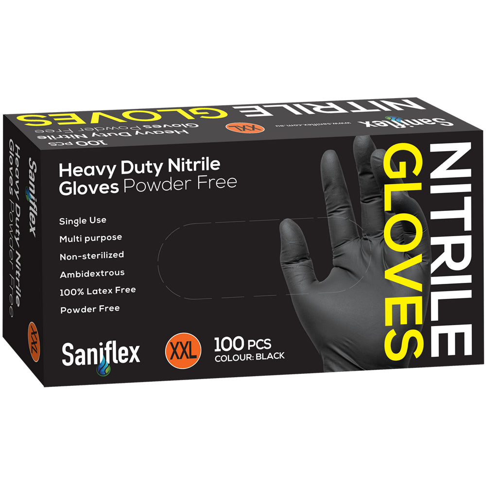 400pc Saniflex Saniflex Heavy Duty Nitrile Black XXL
