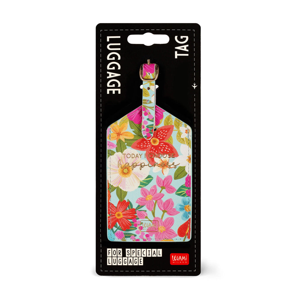 2PK Legami PU Leather Luggage Tag Address/Nametag - Flowers