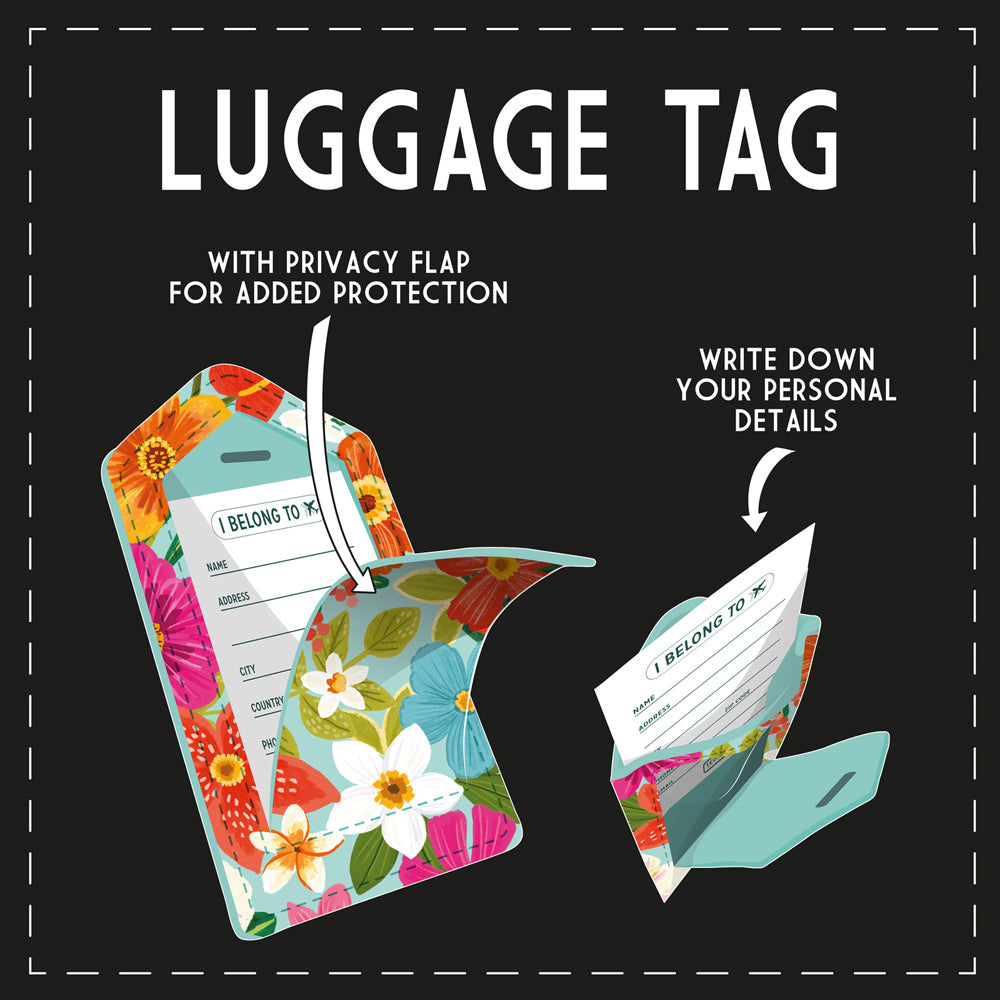 2PK Legami PU Leather Luggage Tag Address/Nametag - Flowers