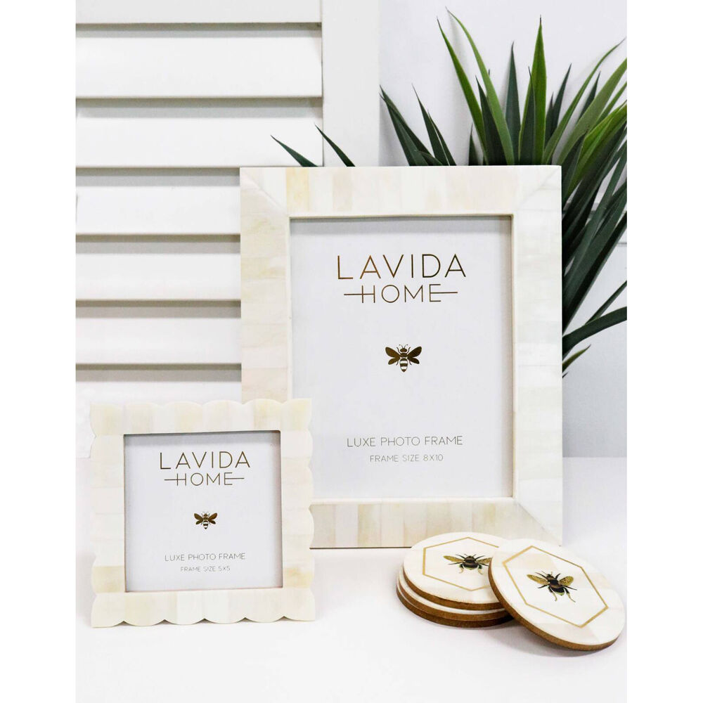 LVD 5x5 Picture/Photo Frame Scallop Bone/MDF White