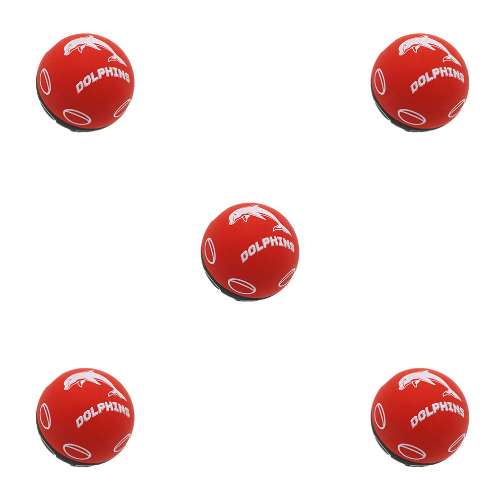 5PK NRL Dolphins NRL Super-High Bounce Ball 60mm - Red