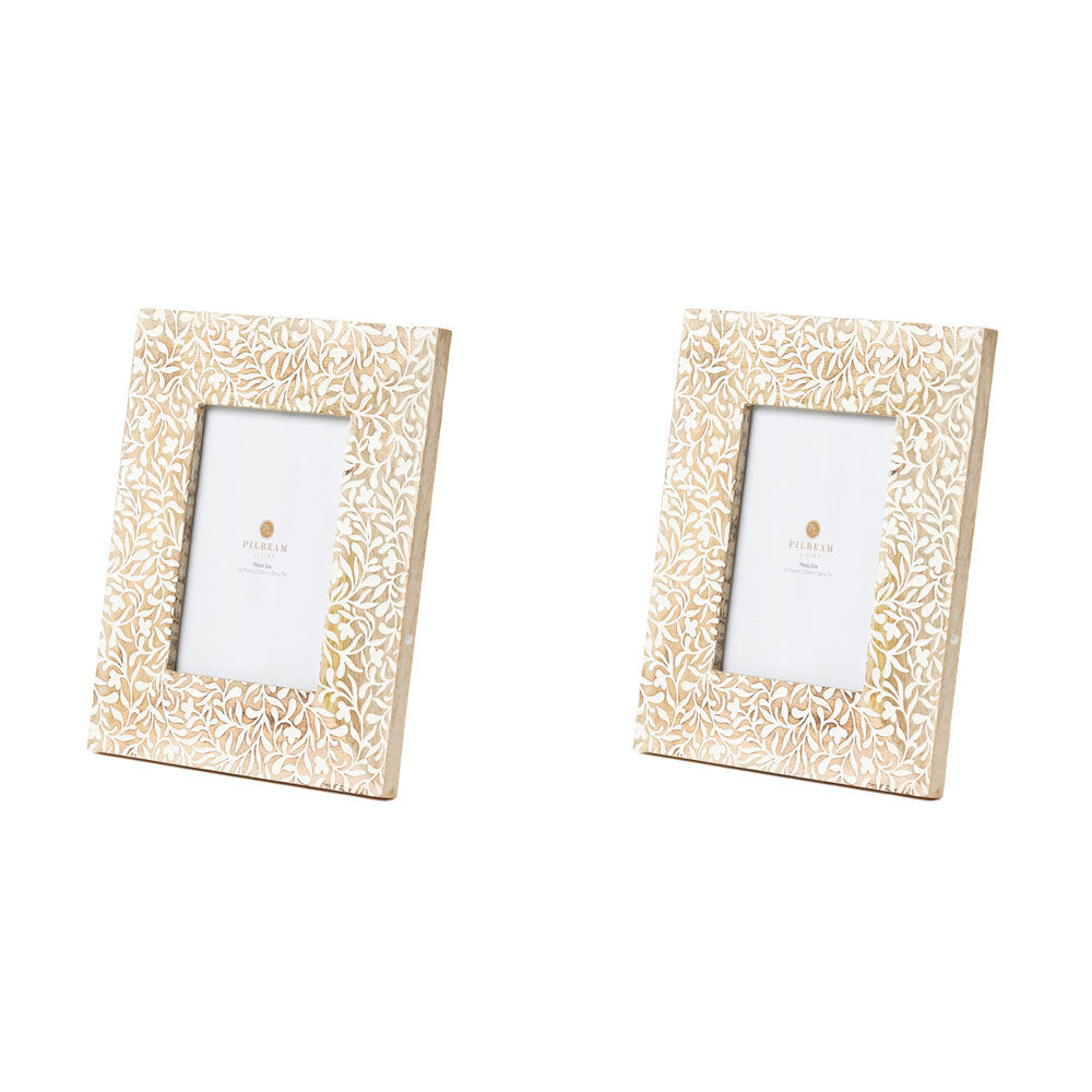 2PK Pilbeam Living Ambretta Wooden 5x7'' Photo Frame Home Decor - White Wash
