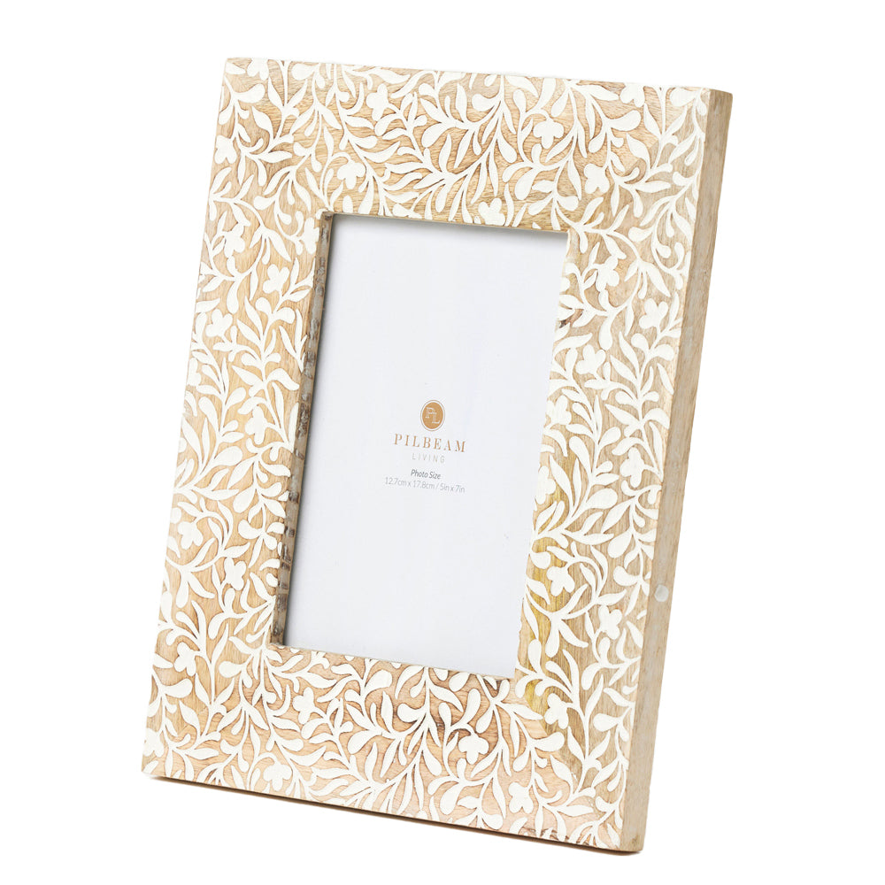 2PK Pilbeam Living Ambretta Wooden 5x7'' Photo Frame Home Decor - White Wash