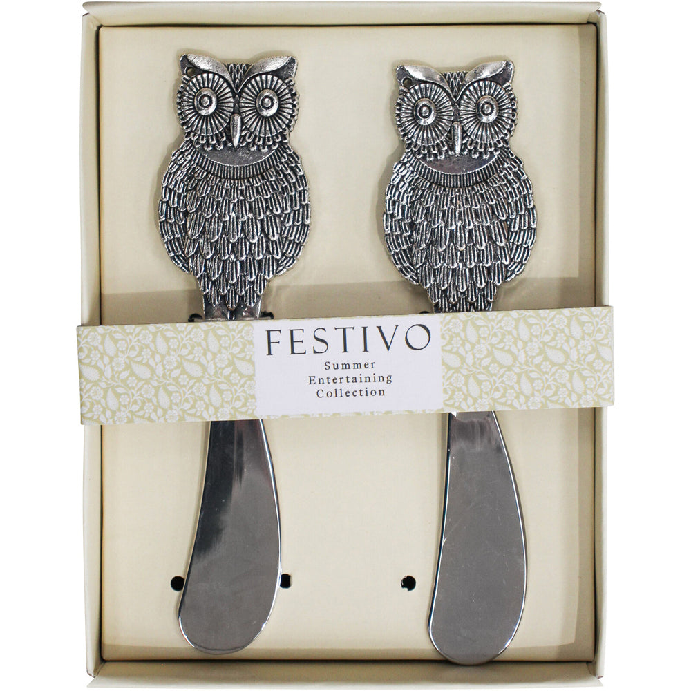 3PK 2pc LVD Owl Decorative Metal Spreaders 10x14cm - Silver