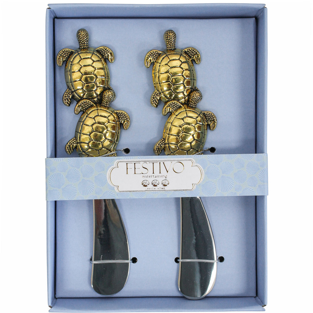 4x 2pc LVD Spreader Gold Turtle Home Kitchen Serveware/Tableware
