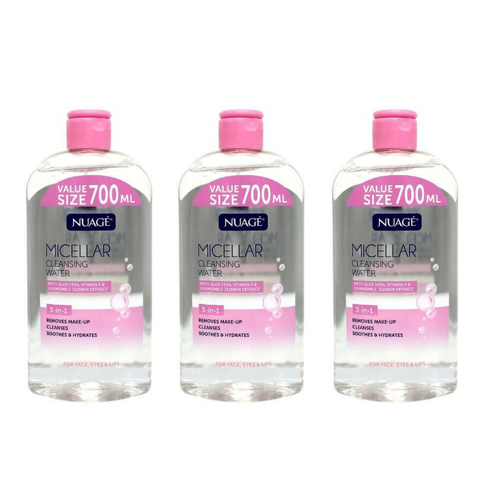 3PK Nuage Micellar Cleansing Water Aloe Vera 700ml Makeup Remover