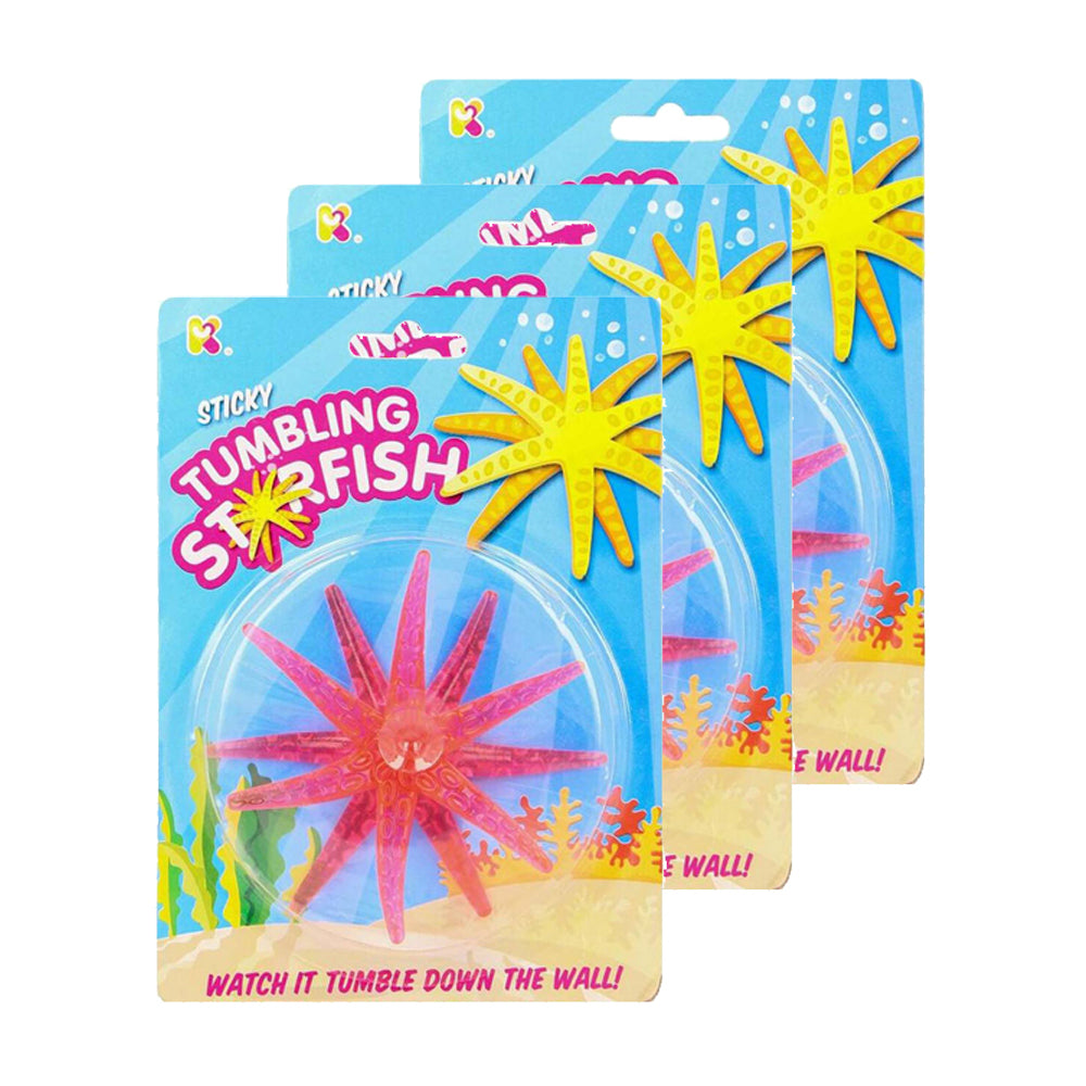 3PK Fumfings Novelty Sticky Tumbling Starfish 18cm - Assorted