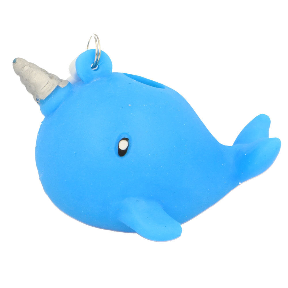 3PK Fumfings Novelty Squeezy Narwhal Keyrings 6cm - Assorted