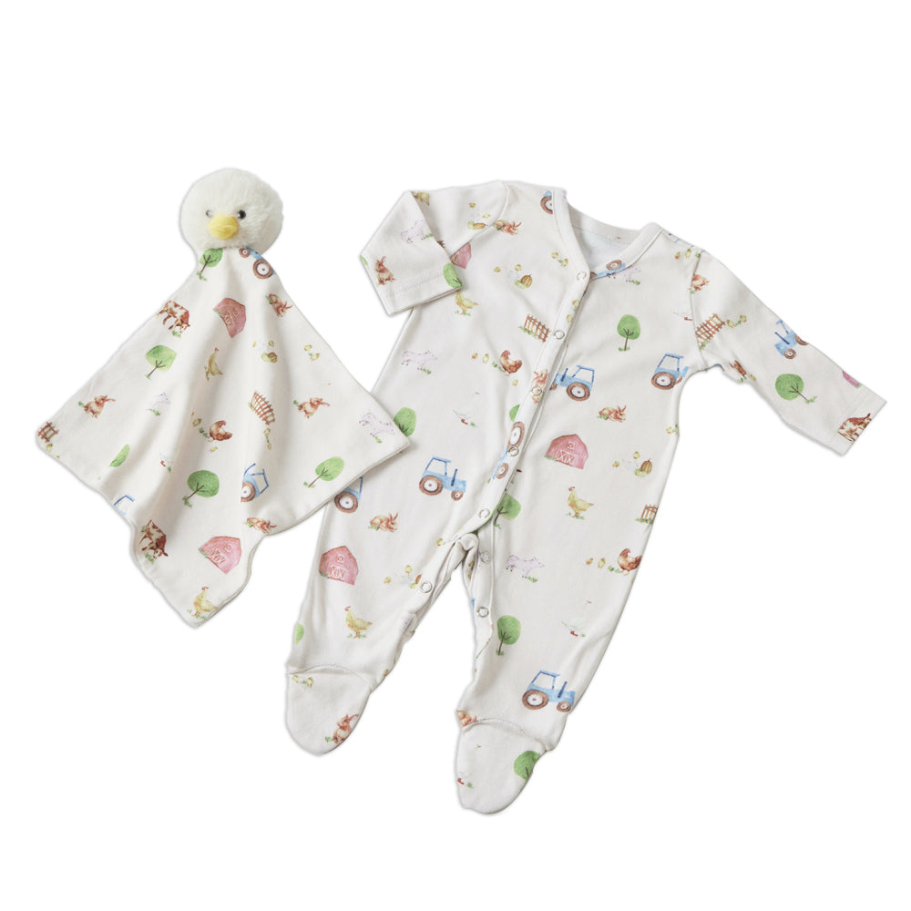 2pc Jiggle & Giggle Barnyard Babies Romper & Comforter Set Baby Clothing