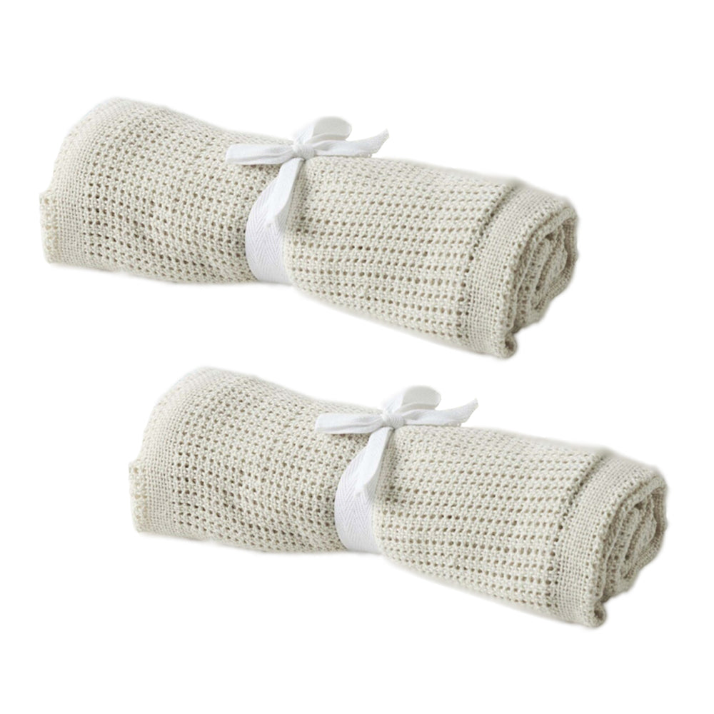 2PK Jiggle & Giggle Cotton Cellular Baby Blankets Assorted Cotton 70x90cm 0y+