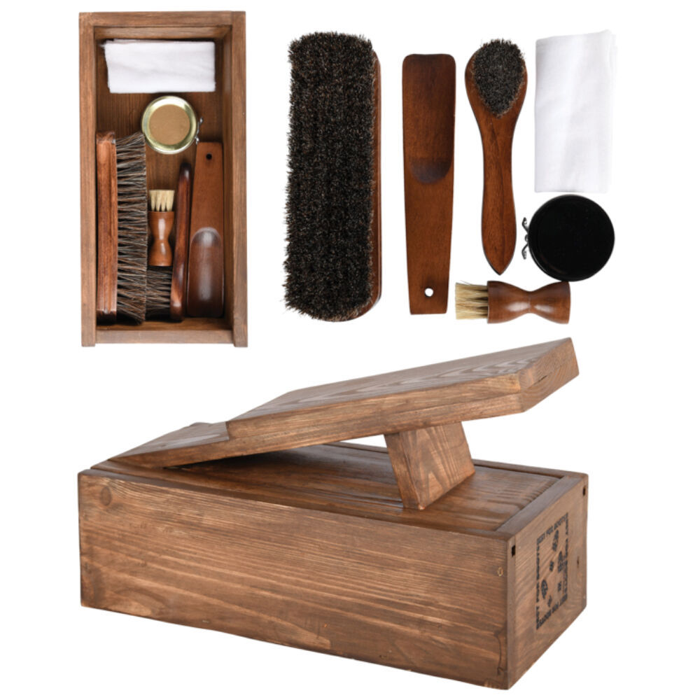 Esschert Design Shoe Cleaning Care w/ Wooden Box Classic Footwear Kit 1.45kg