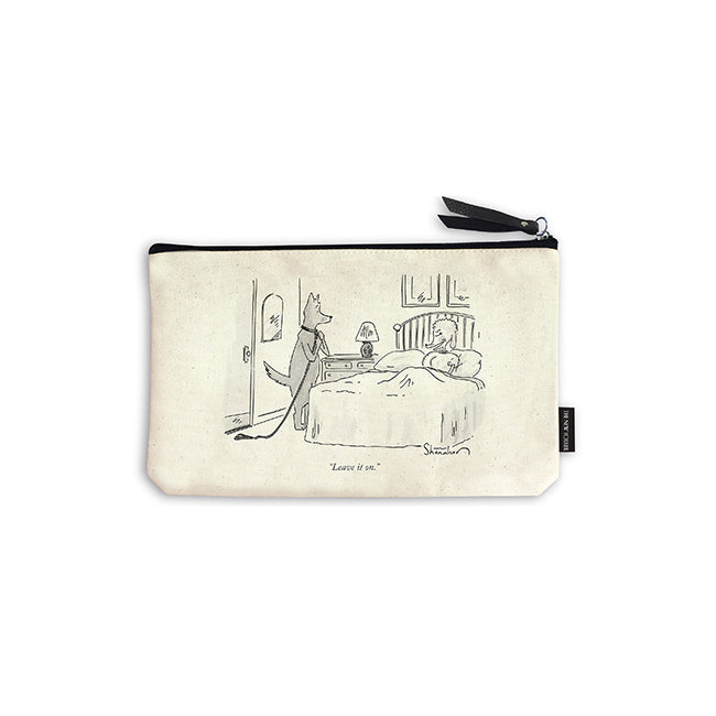The New Yorker Cotton Canvas Zippered Pouch 25x16cm White - Leave It On