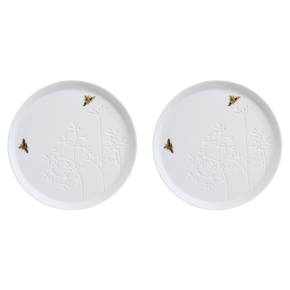 2PK LVD Decorative Porcelain 14cm Bee Food Plate Round - White