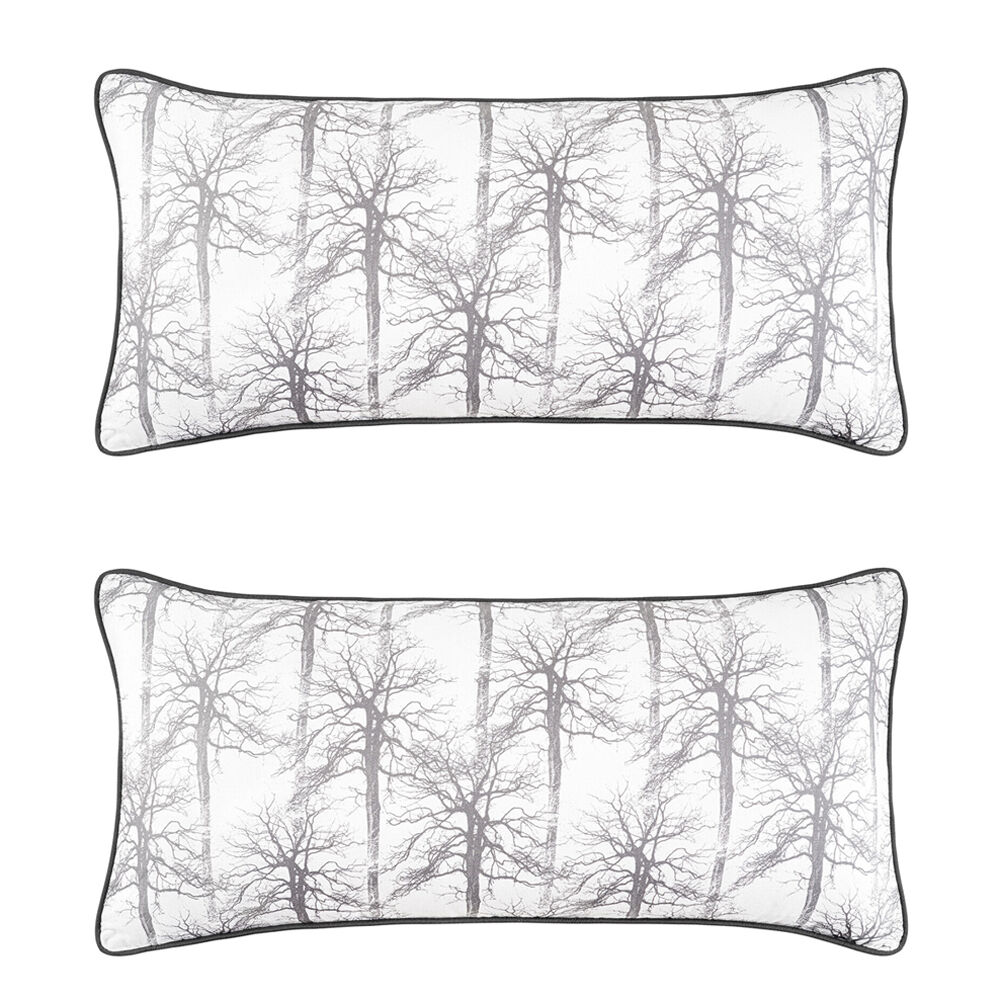 2PK Bianca Myrtleford Rectangular Lumbar Cotton Sateen Cushion 30x60cm Grey