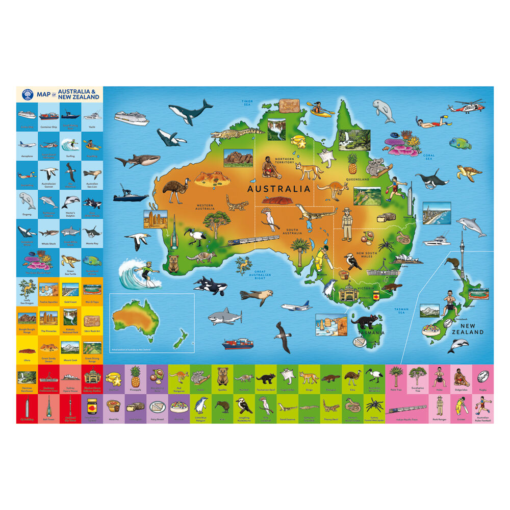150pc Orchard Toys Map of Australia & New Zealand Jigsaw Puzzle 5y+
