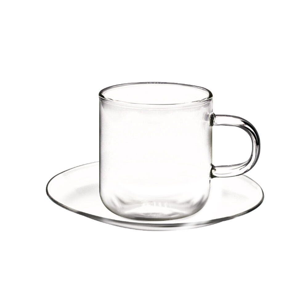 2x 4pc Coffee Culture Odin 90ml Glass Espresso Cups & Saucers Set - Clear