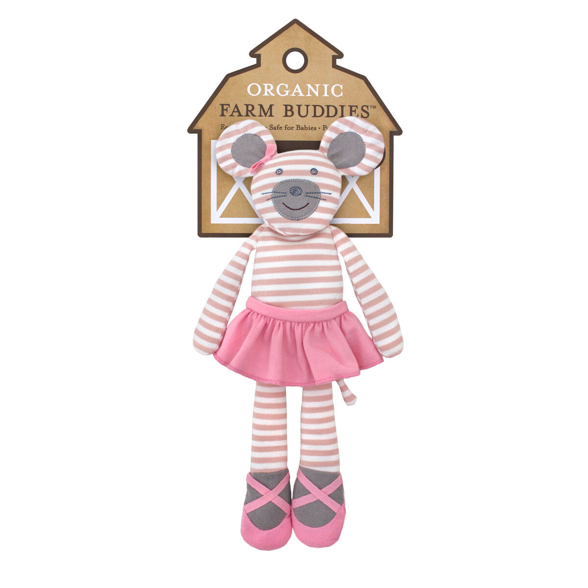 Organic Farm Buddies 35cm Ballerina Mouse Kids Plush Animal Toy 0+