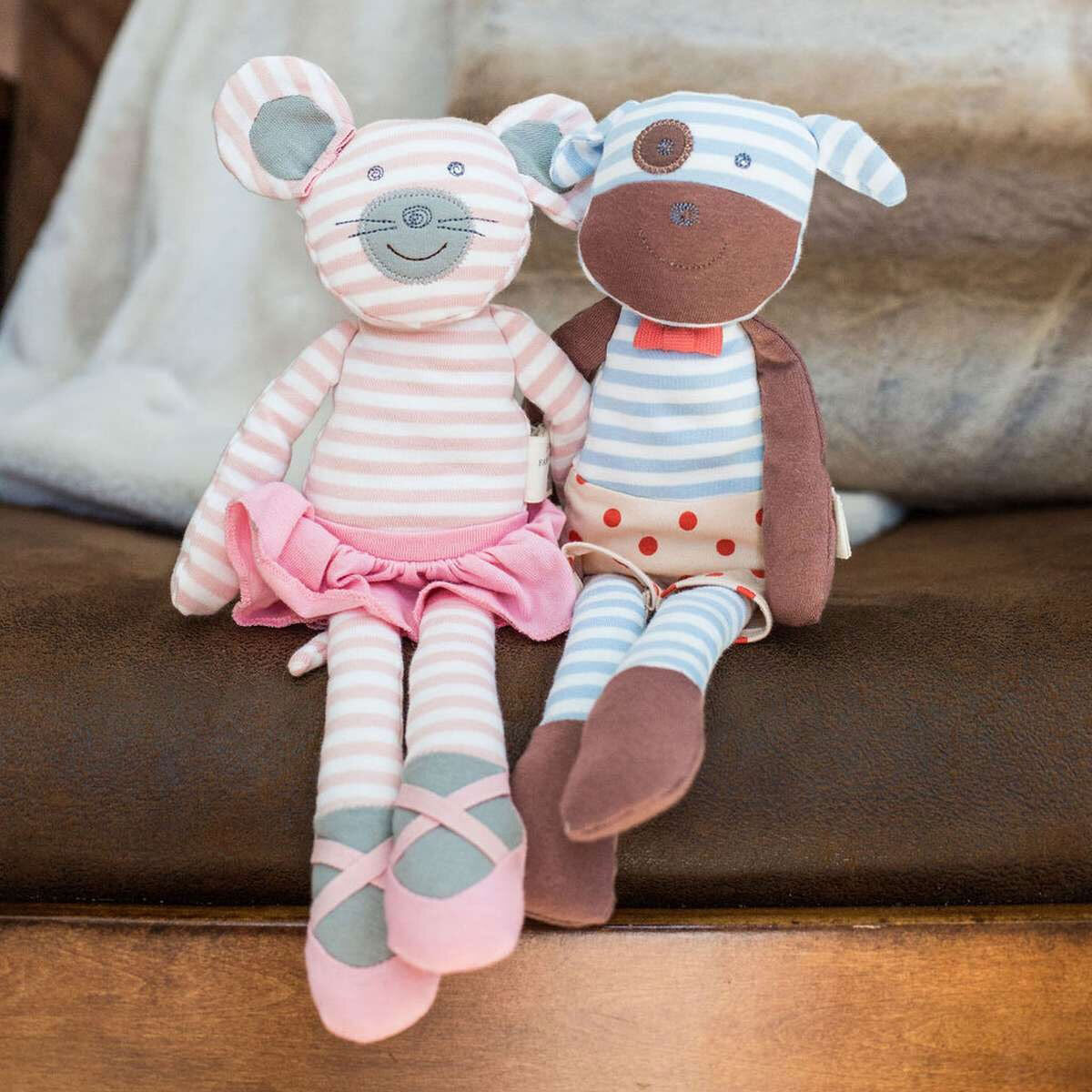 Organic Farm Buddies 35cm Ballerina Mouse Kids Plush Animal Toy 0+