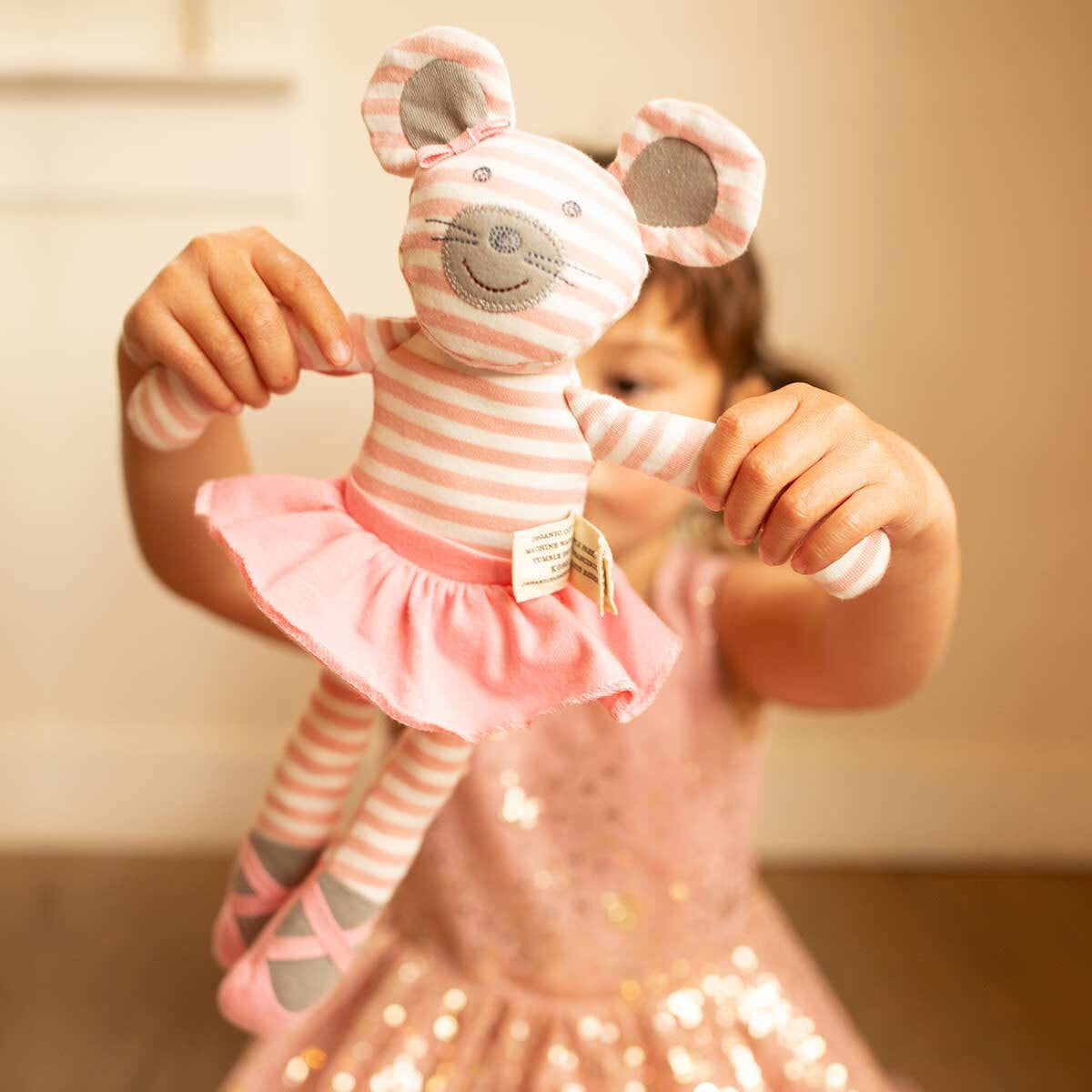Organic Farm Buddies 35cm Ballerina Mouse Kids Plush Animal Toy 0+