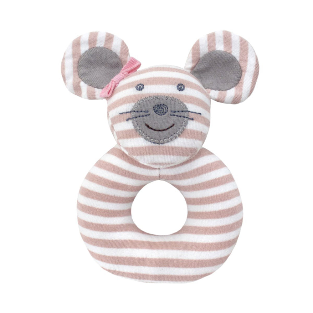 2PK Organic Farm Buddies Cotton 13cm Teething Rattle Ballerina Mouse Baby 0m+