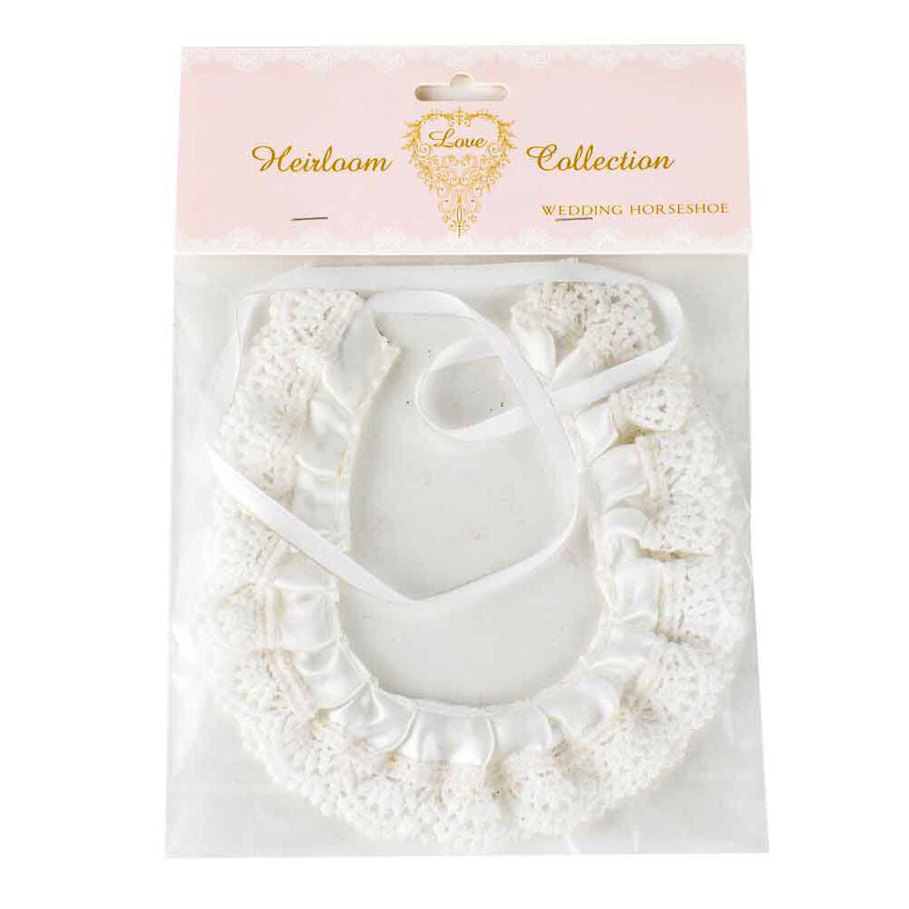 LMD Satin Wedding Horseshoe Bridal Charm Accessory - White
