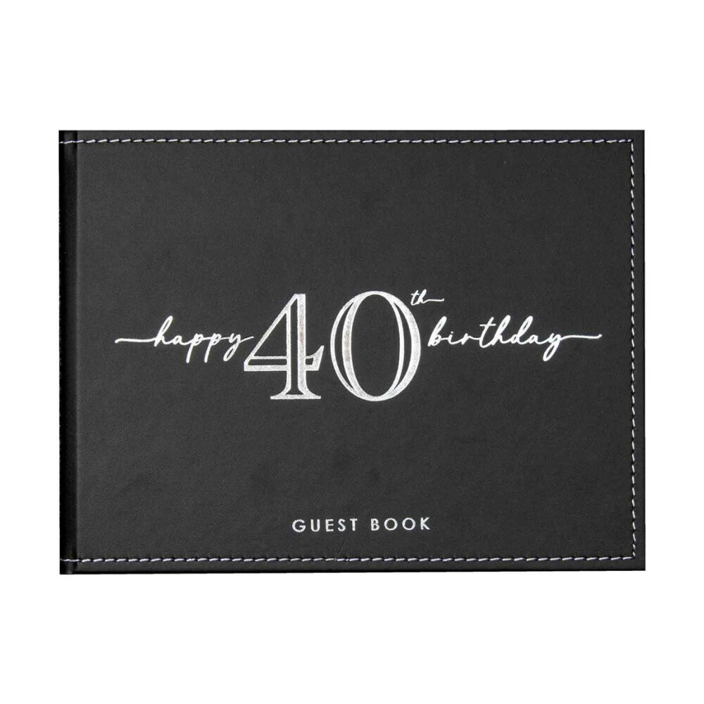 Guest Book Vinyl 40th Birthday Party Signature Notepad Black 23cm