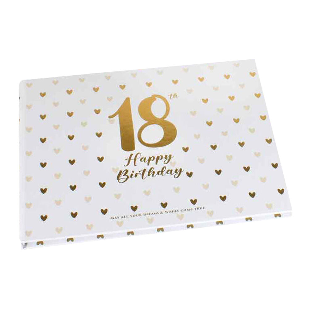 LMD 18th Sweet Heart Guest Book w/ Gold Text Cardboard 23x18cm