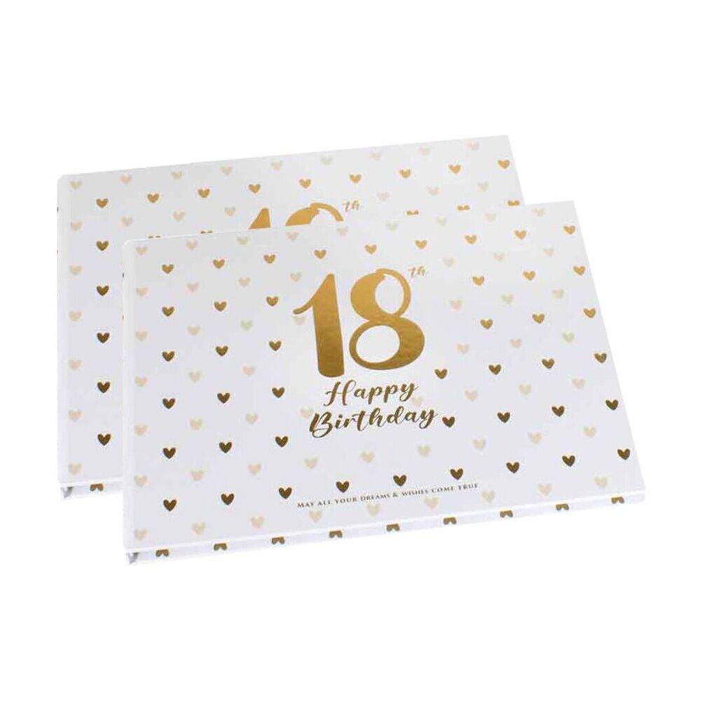 2PK LMD 18th Sweet Heart Guest Book w/ Gold Text Cardboard 23x18cm