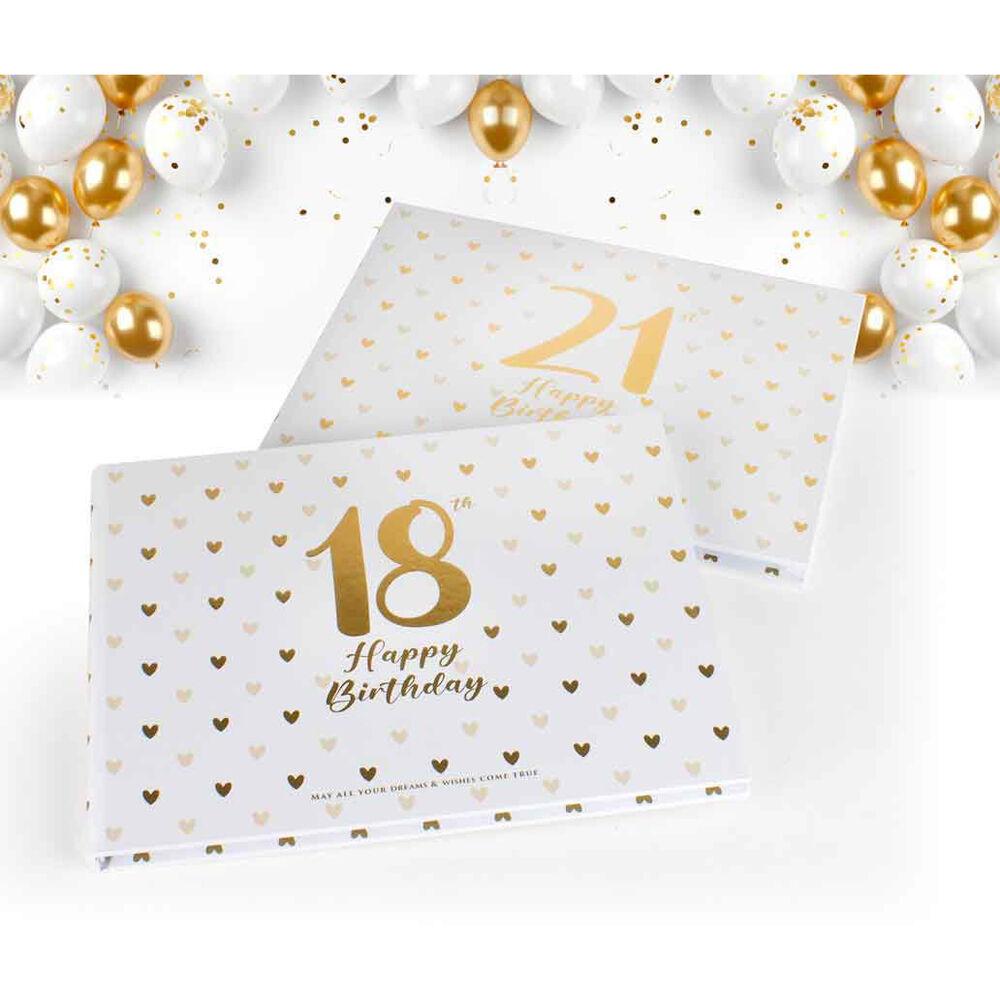 LMD 18th Sweet Heart Guest Book w/ Gold Text Cardboard 23x18cm