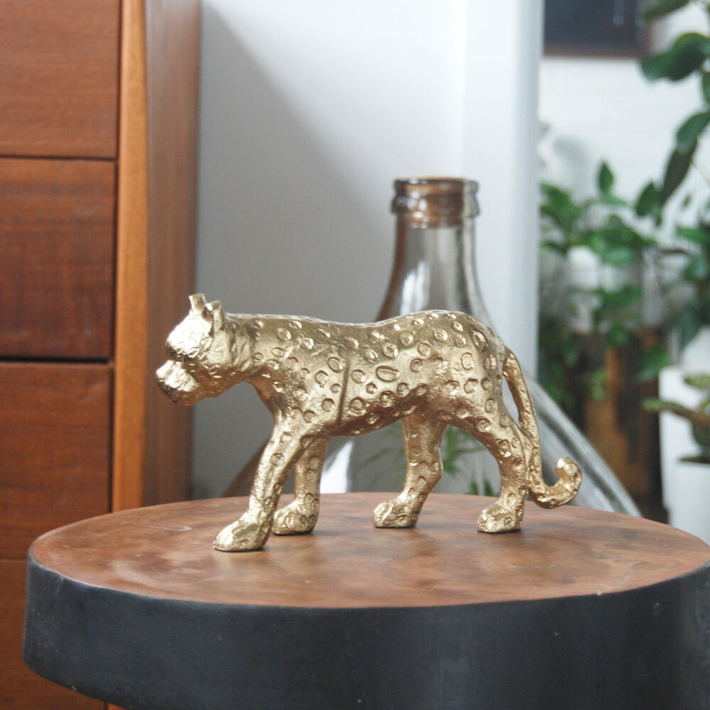 White Moose Leopard Home Decor Metal Sculpture/Figurine 24x13x5cm Gold