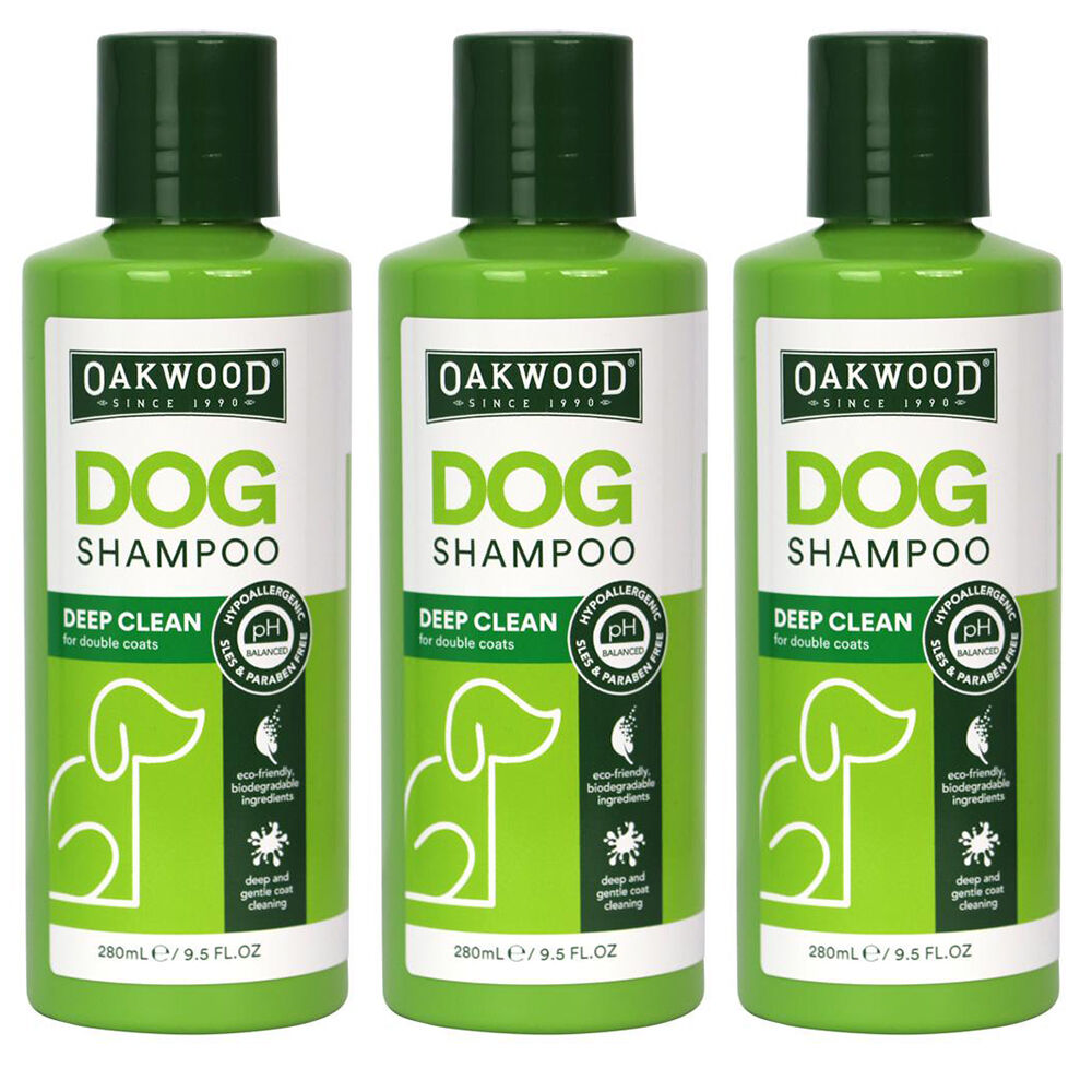 3PK Oakwood 280ml Deep Clean Tea Tree Pet Shampoo for Double Coats