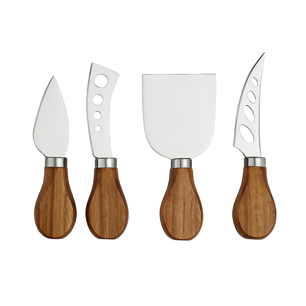 4pc NF Living Acacian Cheese Set Knife Dinnerware/Serveware Brown