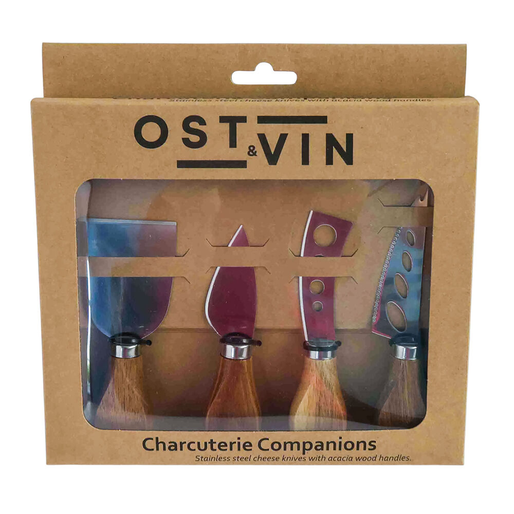 4pc NF Living Acacian Cheese Set Knife Dinnerware/Serveware Brown