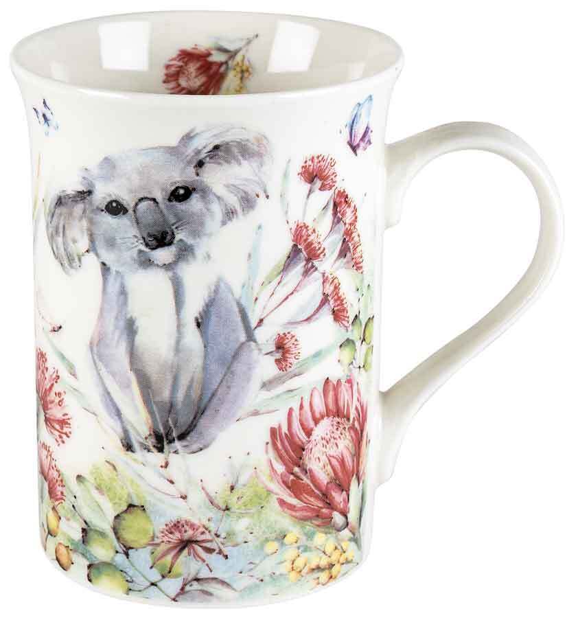 2PK Flora & Fauna Koala 360ml Ceramic Floral decorated Gift Mug