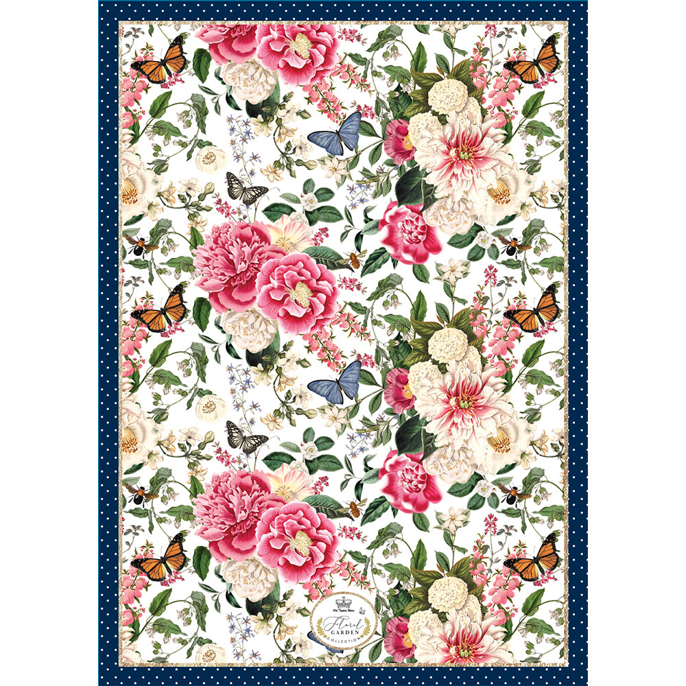 2PK Floral Garden Decorative Navy Kitchen Cooking Tea Towel