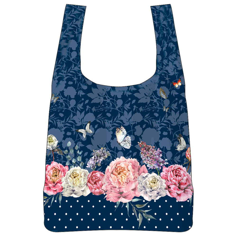 2PK Roses & Butterflies Navy Floral Decorative Tote Bag 65cmx40cm