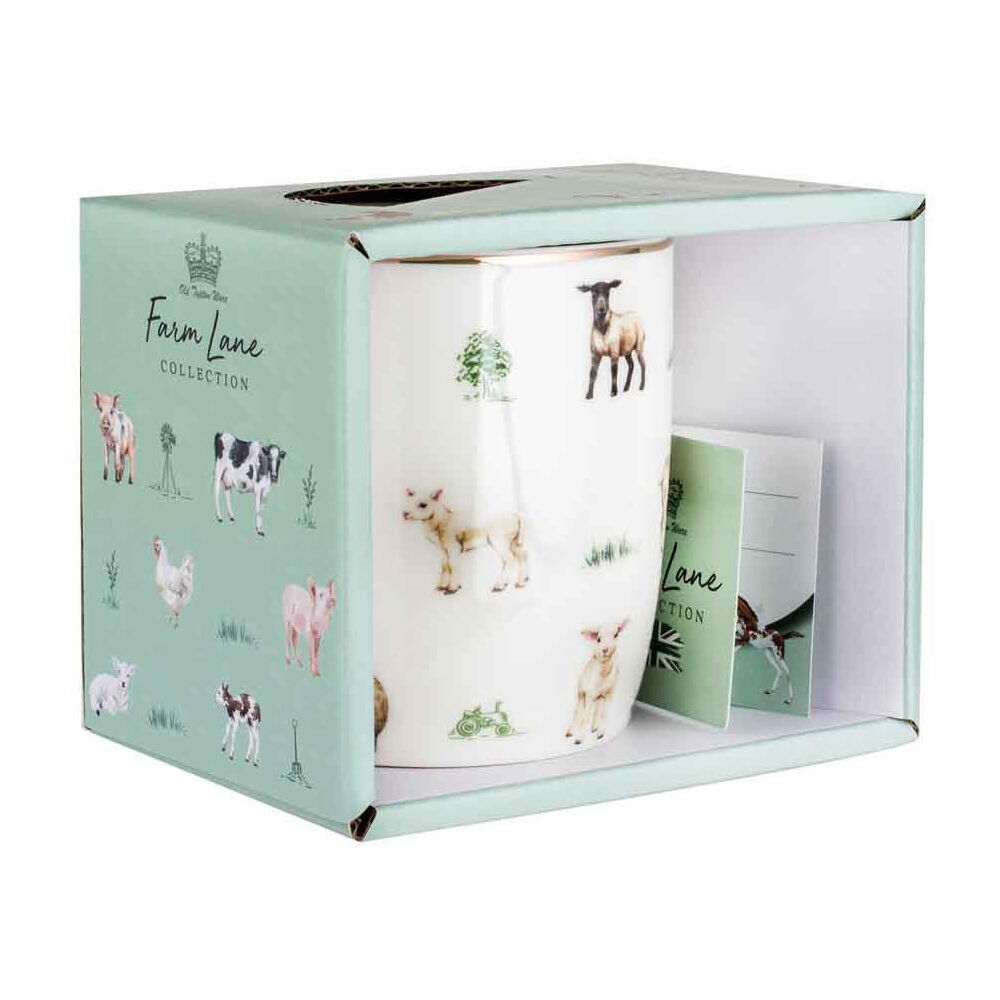 4PK LMD Sheep Farm Lane New Bone China Coffee Mug 360ml - White